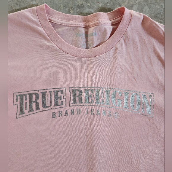 NWT True Religion Foil Crew tee XL- dull pink - Picture 3 of 7